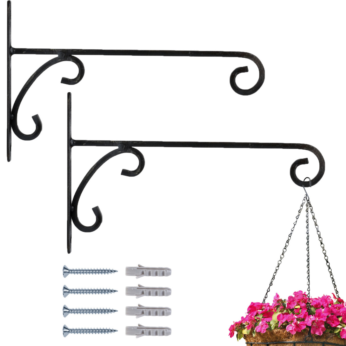Set of 2 wall hooks for hanging flower baskets – Tarmo