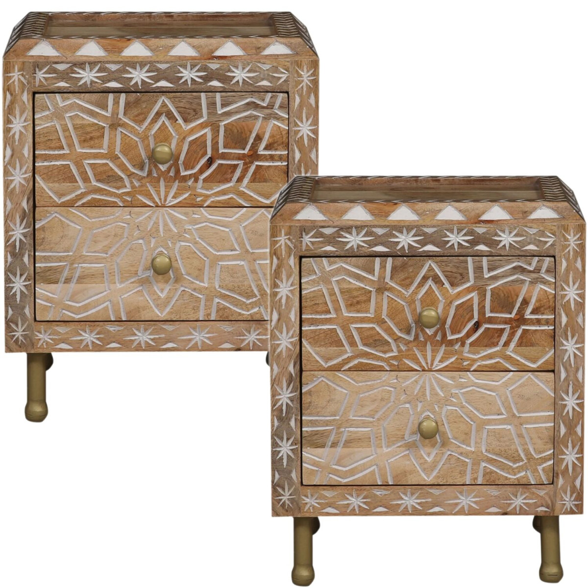 2-Piece Set of Moroccan Furniture: Nightstand, Side Table, B