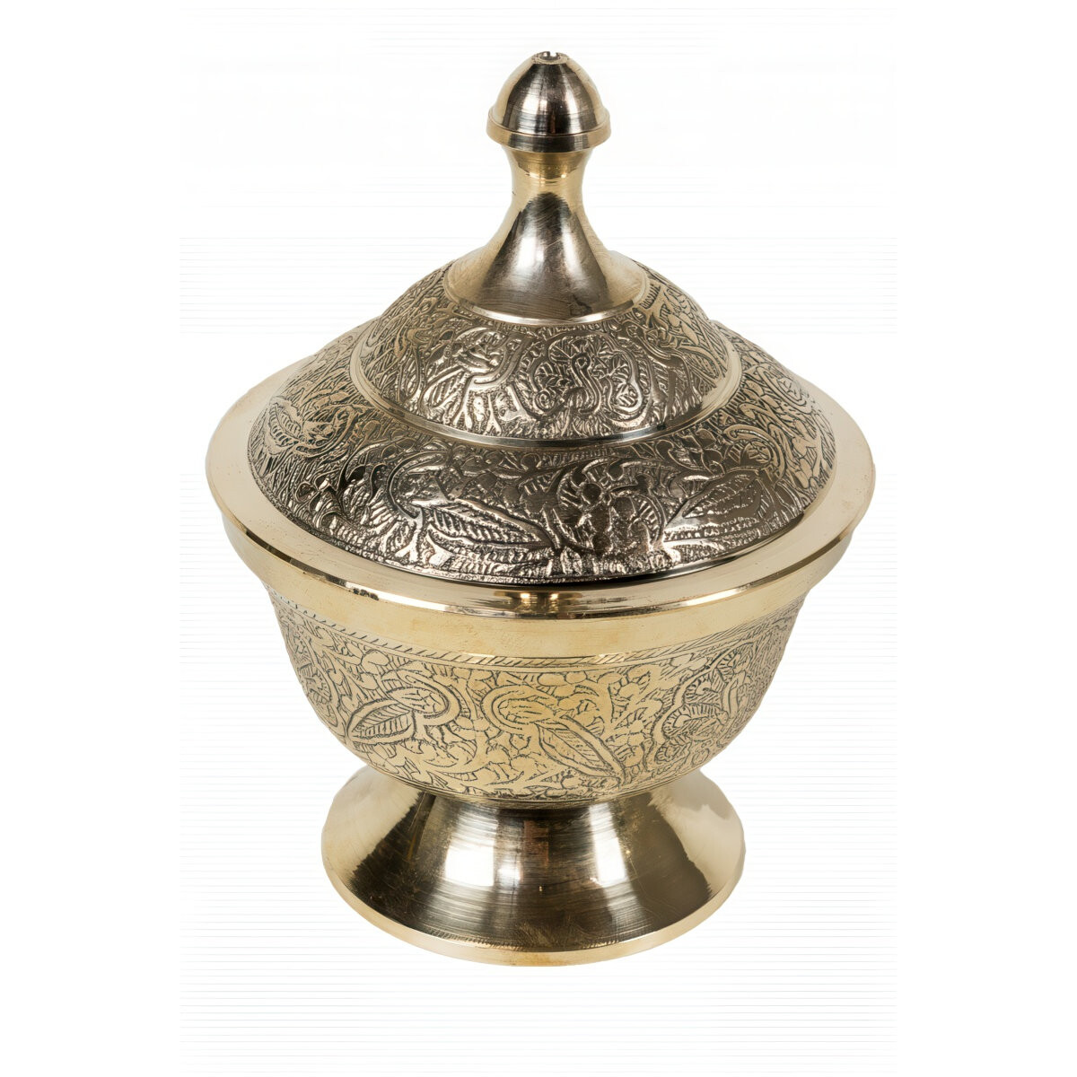 Kadir Brass Oriental Sugar Bowl | Engrav box