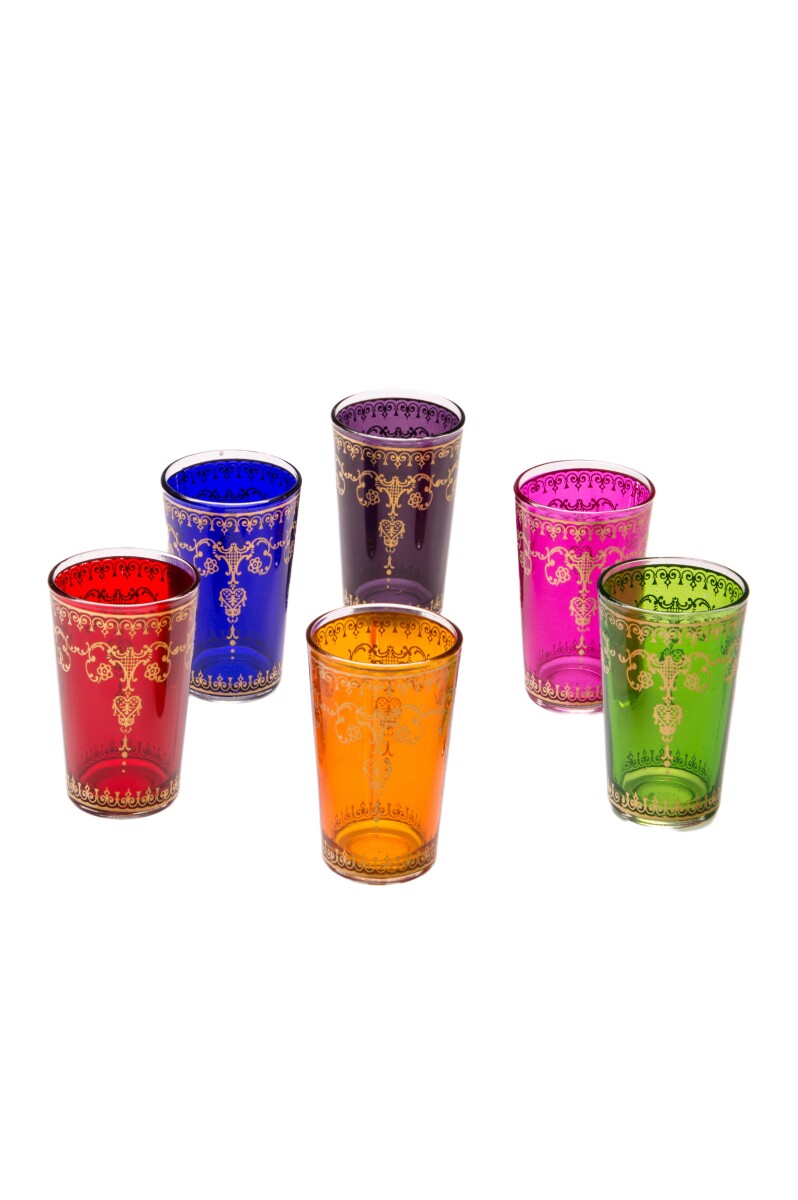 Set of 6 Oriental-style Decorated Tea Glasses, Andalous Mult