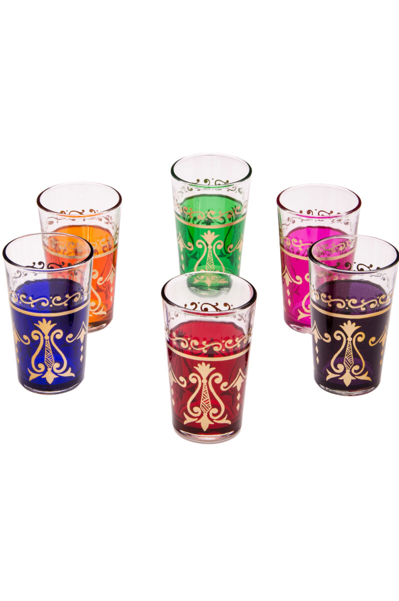 6 Arab tea glasses (assorted colors)