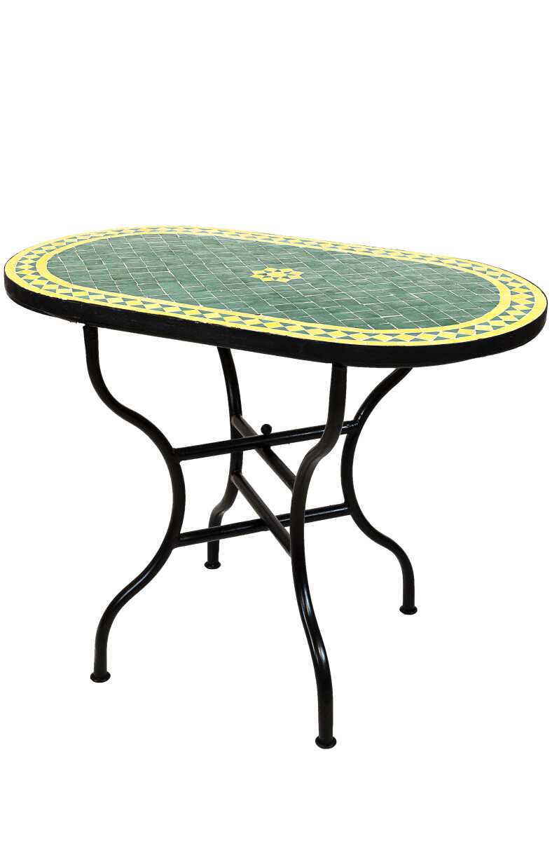 Moroccan Mosaic Table, Bilbao Green and Yellow, 100x60cm | H