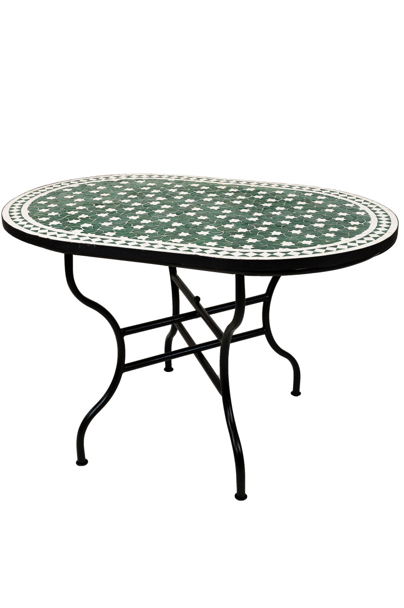 Moroccan Mosaic Table Estrella Green and White 120x80cm | Ha