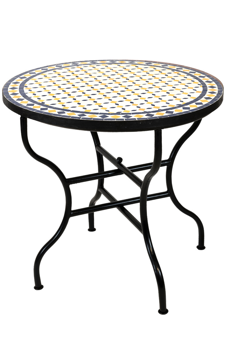 Moroccan Mosaic Table Giralda White, Yellow, Blue 80 cm | Ha