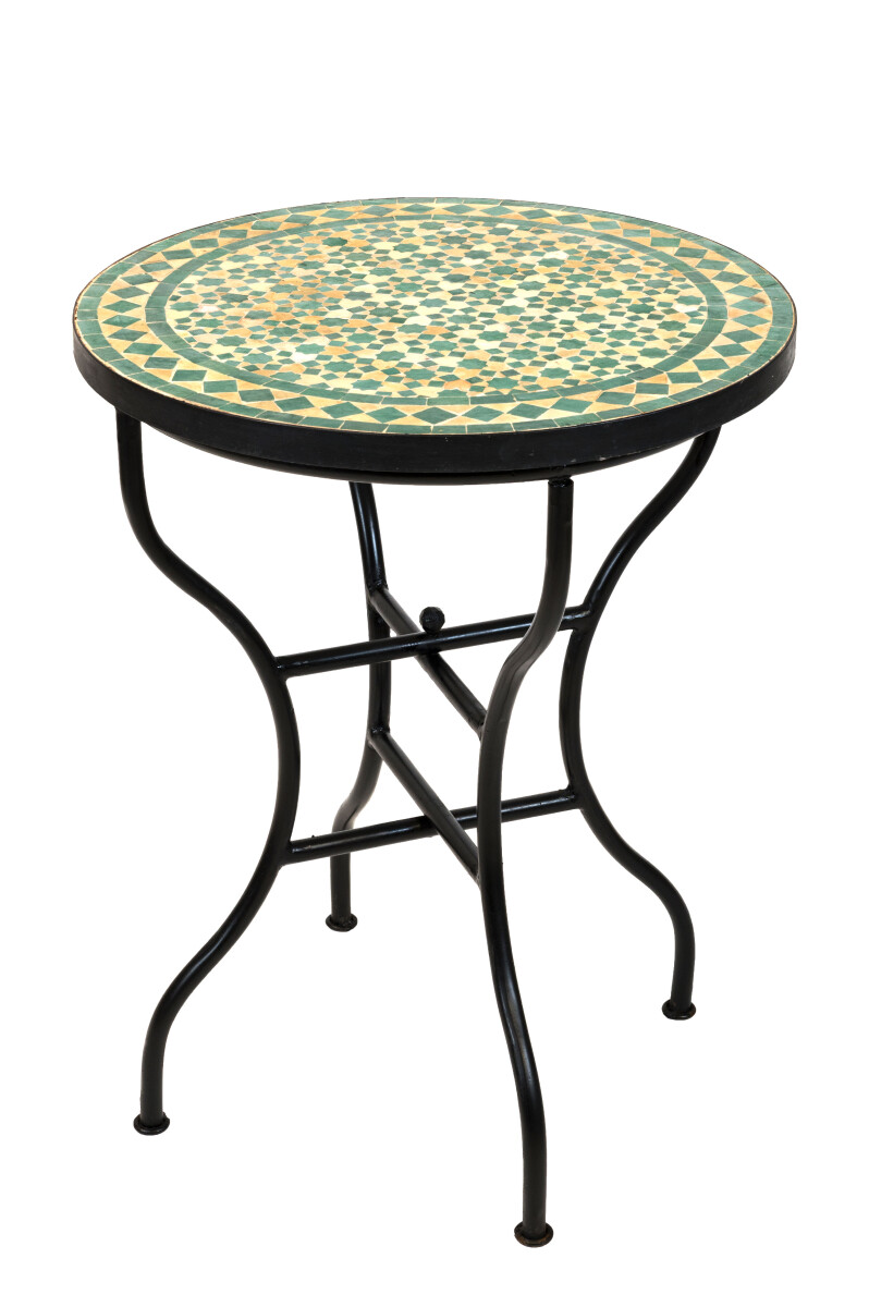 Moroccan Mosaic Table, Albaicin Beige-Green, Ø60 cm |