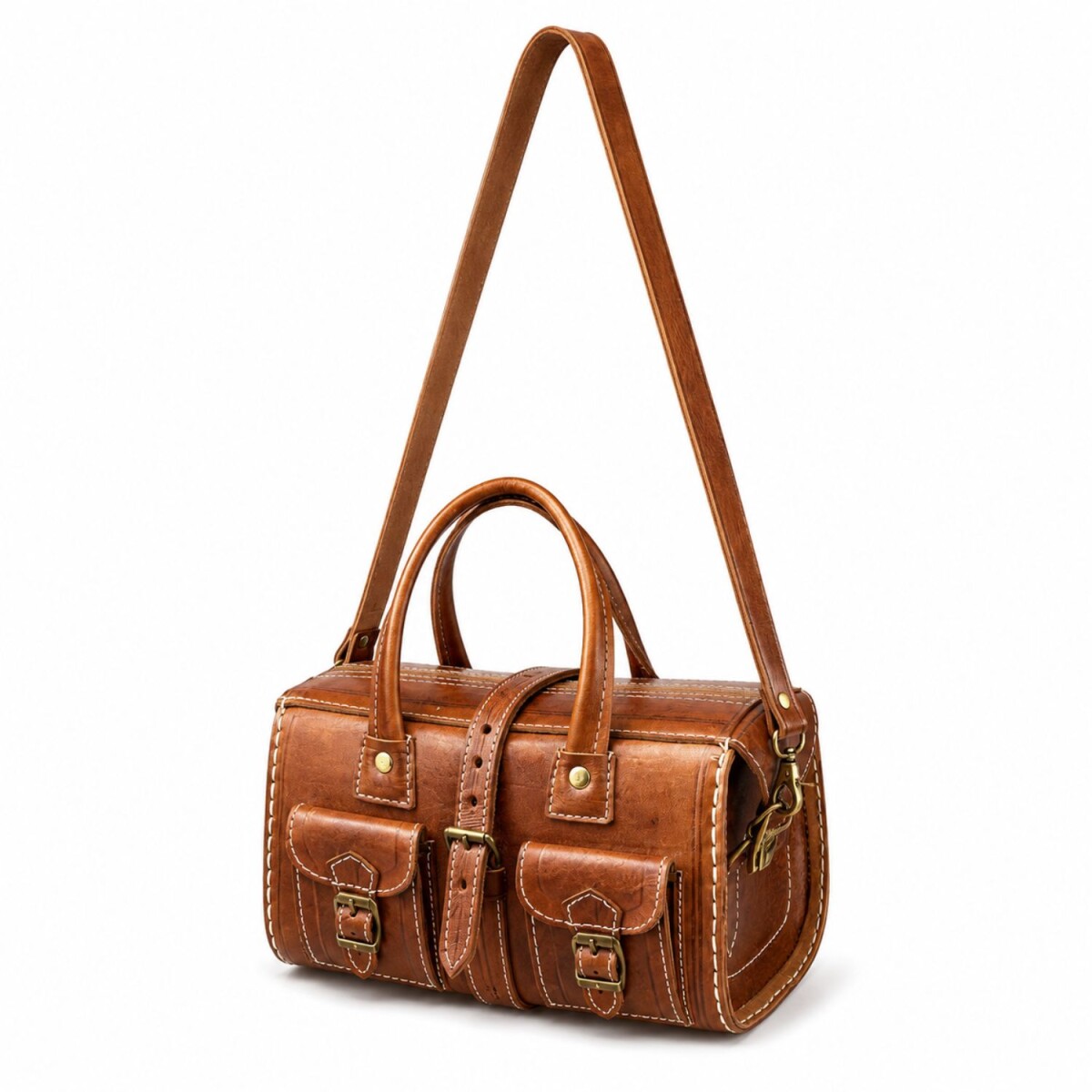 Moroccan Leather Travel Bag Safara - Medium