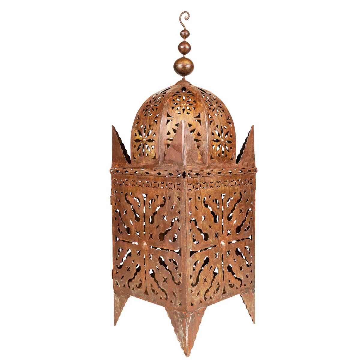 Moroccan Garden Lantern "Frane" Rust-Finish Metal 