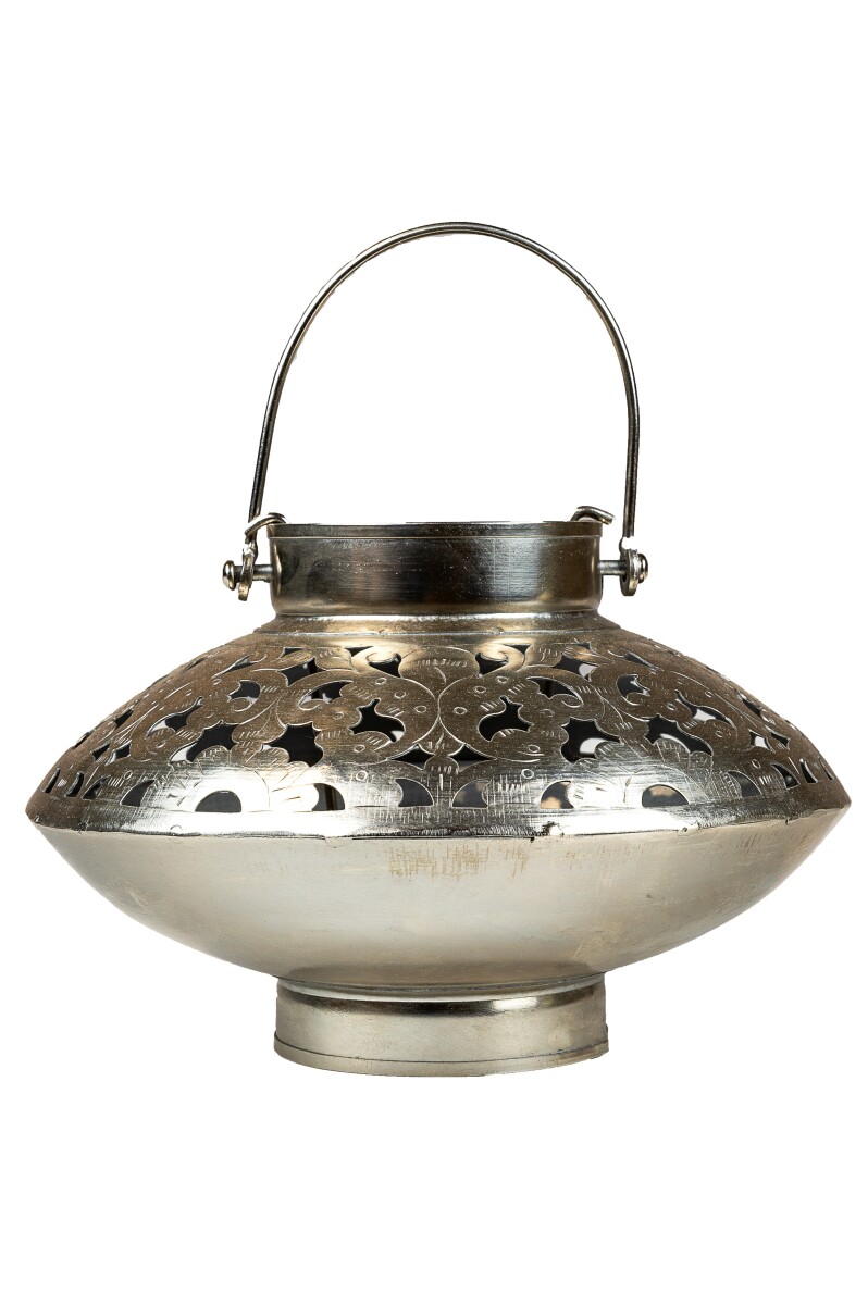 Garden Lantern Buddha, Antique Silver