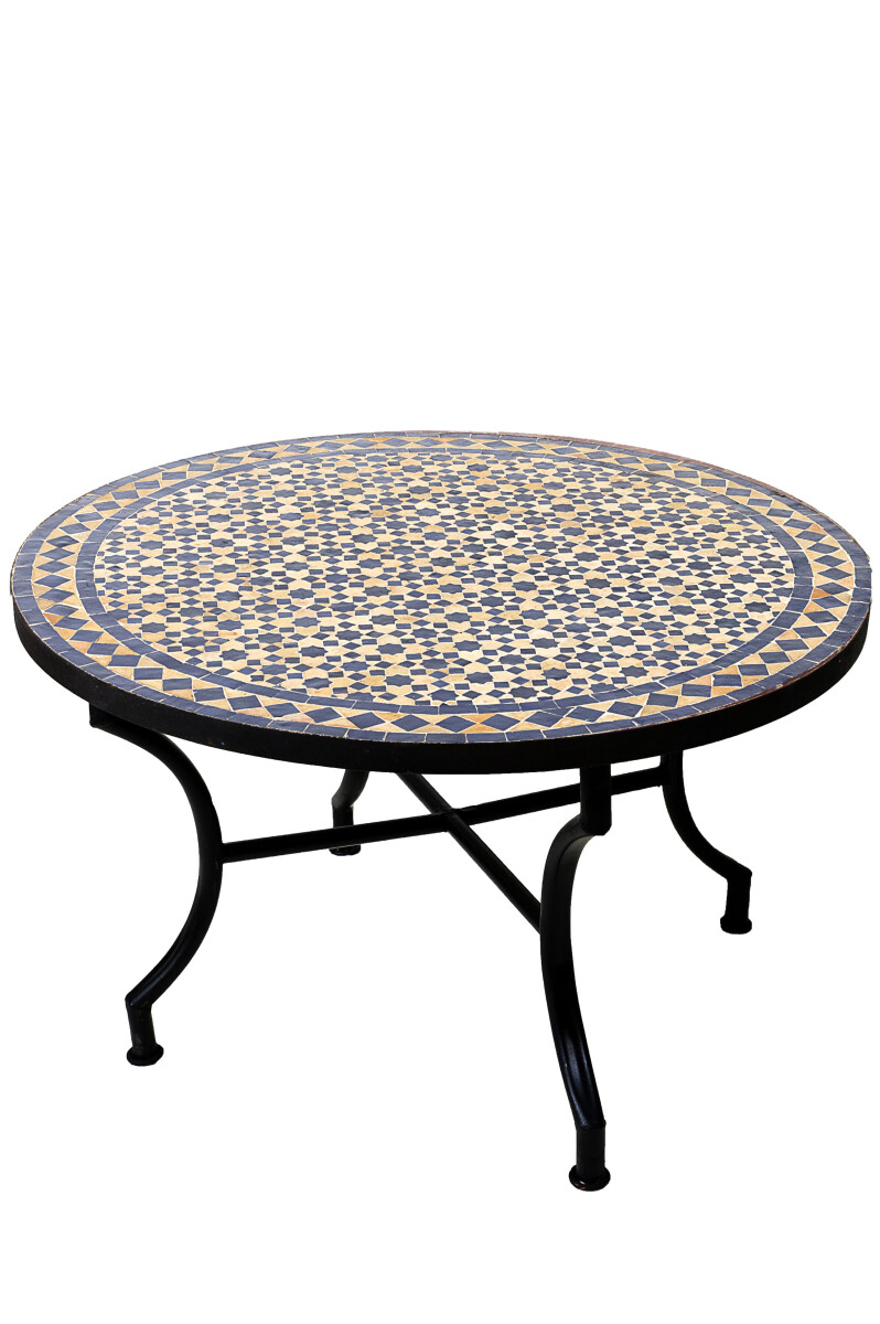 Moroccan Mosaic Table, Albaicin Beige and Blue, 80 cm, 45 cm