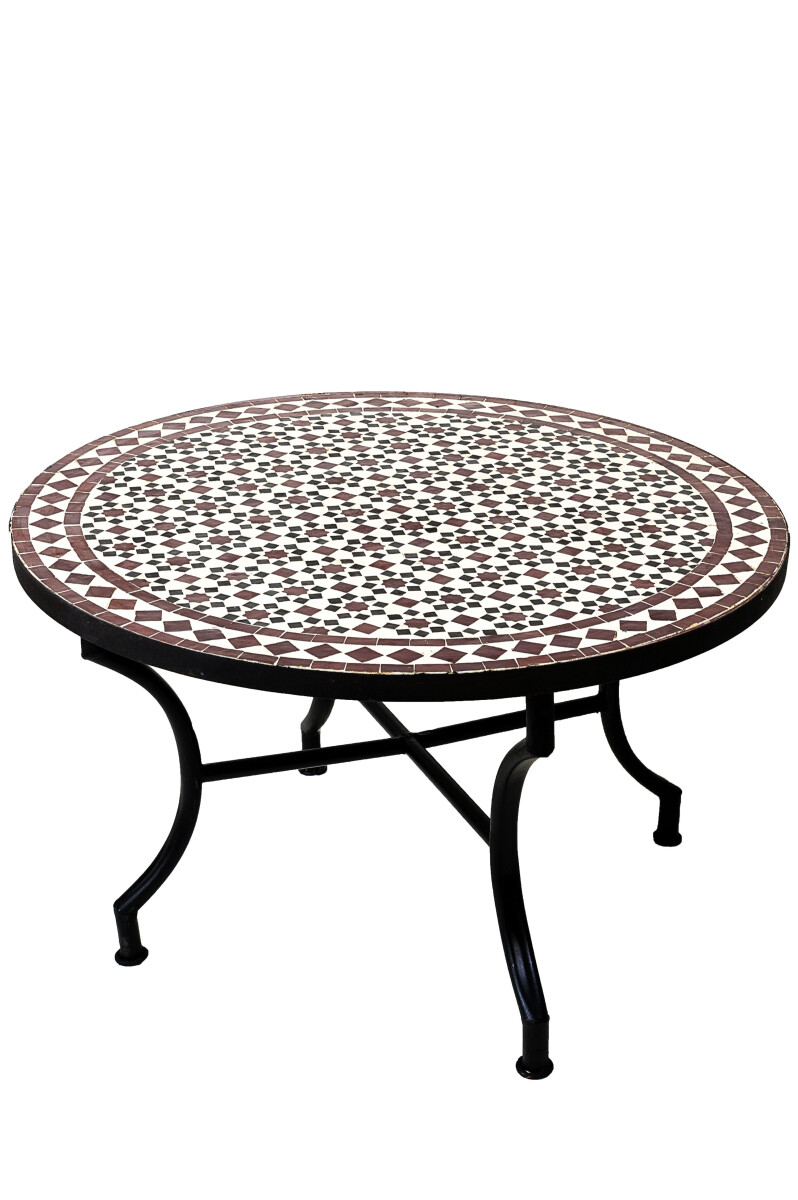 Moroccan Mosaic Table Albaicin Black, White, Bordeaux, 80 cm