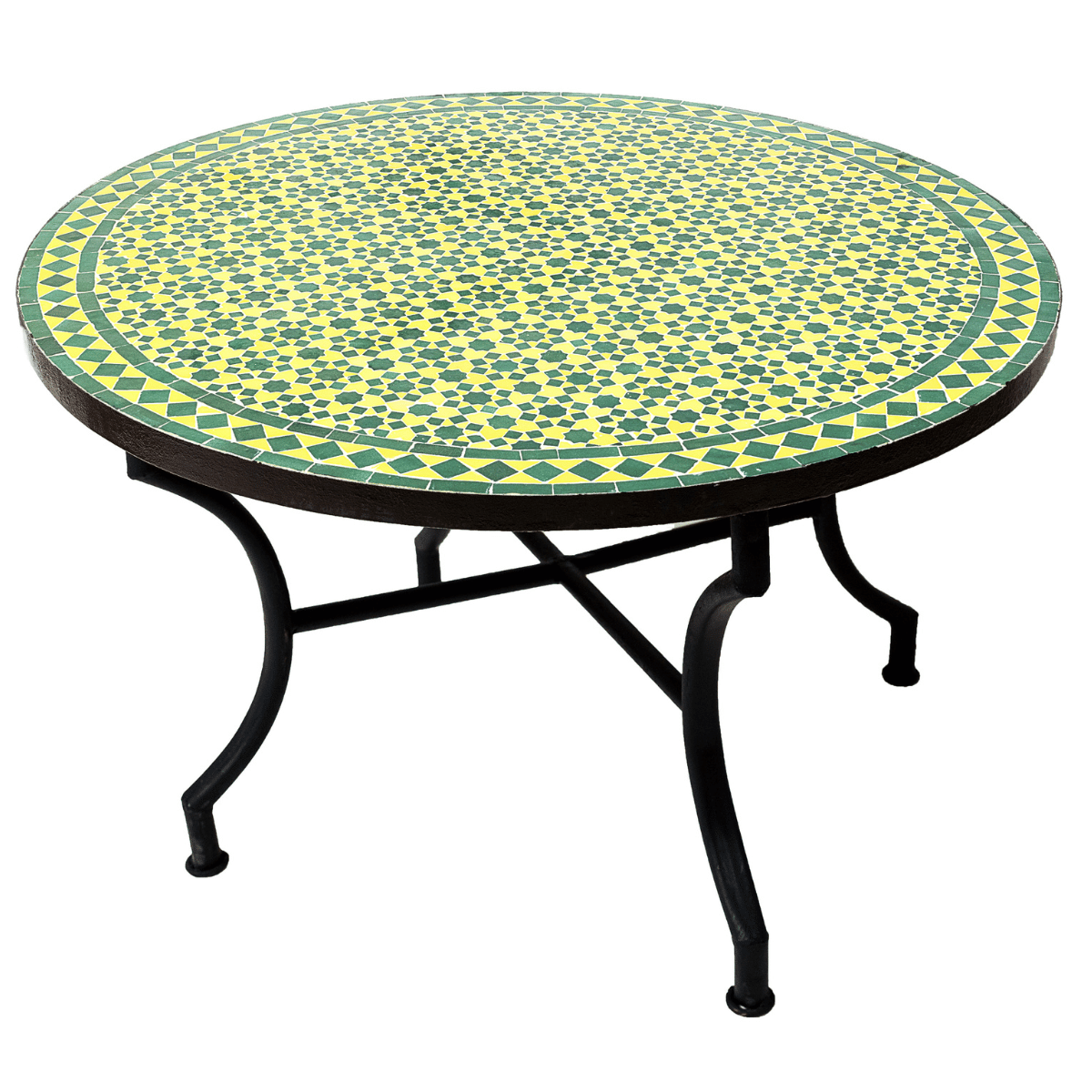 Moroccan Mosaic Table, Albaicin Green and Yellow, 100 cm dia