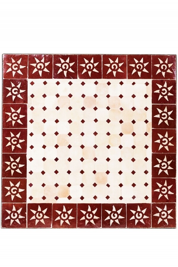 Mediterranean Mosaic Tile "Sonne" Natural/Bordeaux