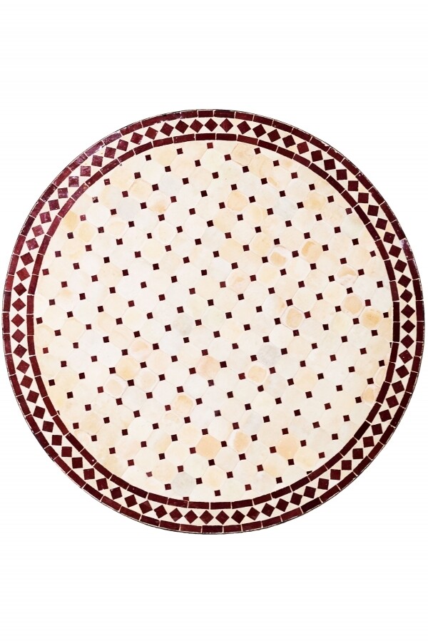 Moroccan Mosaic Tile, Marrakech Natural/Bordeaux, 100 cm