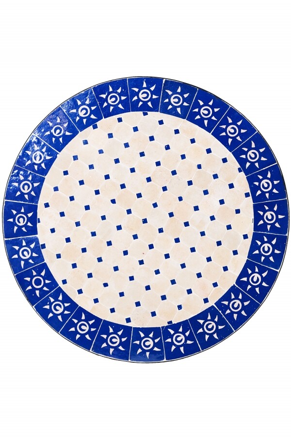 Mediterranean Mosaic Tile "Sun" Natural/Blue, 80 c