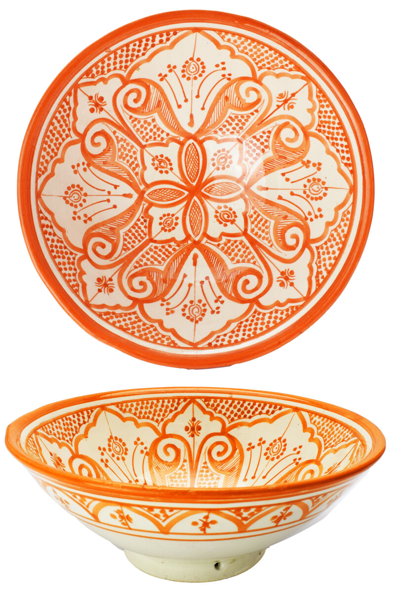 Oriental Ceramic Bowl Liyah Orange - 25 cm -