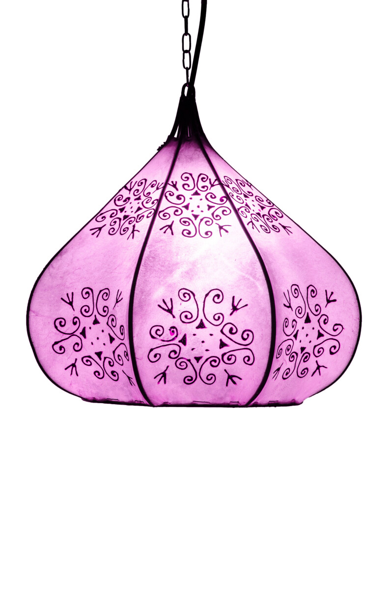 Kabir Purple Henna Lamp, 35 cm | Oriental leather and metal 